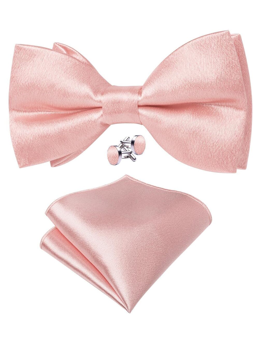 8243 Blush Bow Ties Solid Color Ajustable Pre-tied Bowtie and Pocket Square